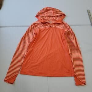 Mountain Hardwear Hoodie Womens Small Orange Striped Long Sleeve Pullover